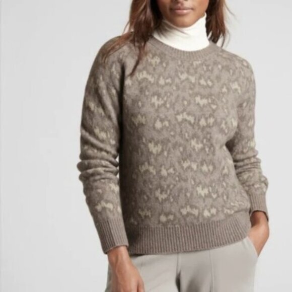 Athleta women's Hawthorn Textured Crew Sweater size small neutral tan wool - Picture 1 of 10